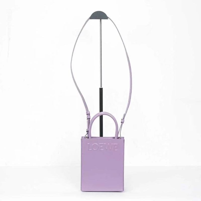 LOEWE A5系列 Logo印花壓紋 琴譜包托特包Tote包購物袋肩背斜背手提包 紫色17*6*21.5  95新 配件塵袋-3
