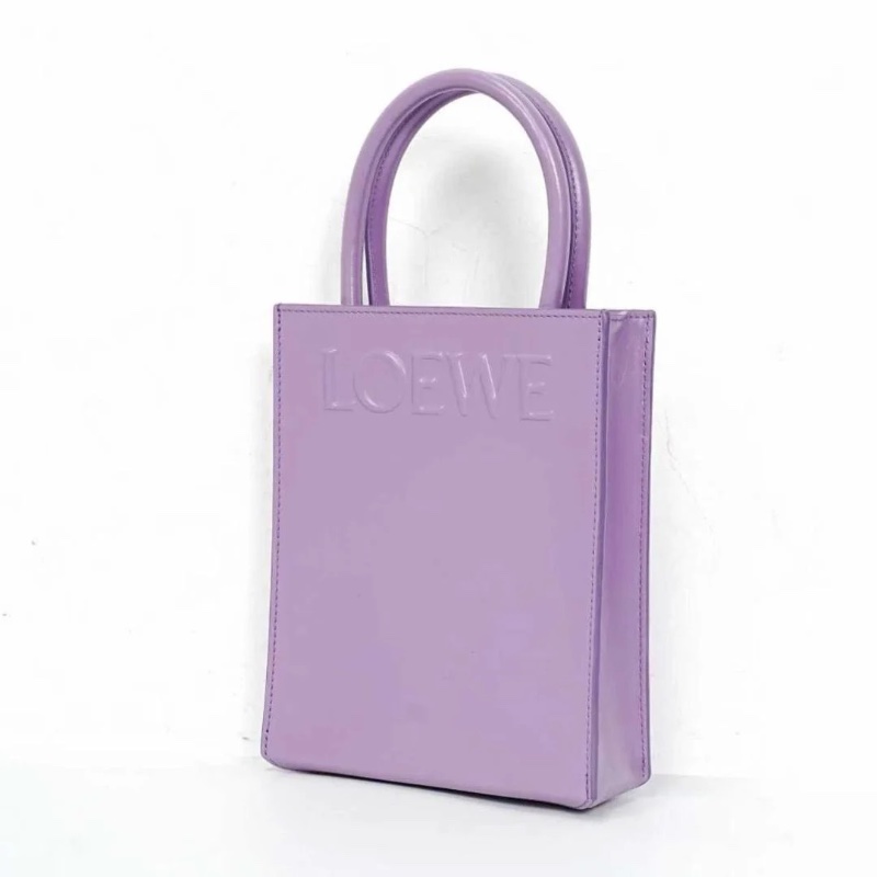 LOEWE A5系列 Logo印花壓紋 琴譜包托特包Tote包購物袋肩背斜背手提包 紫色17*6*21.5  95新 配件塵袋-5