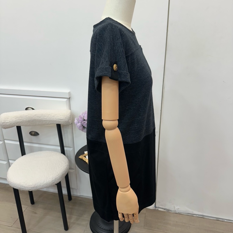 Burberry 巴寶莉 拼接黑灰連身裙 藍標 中古 二手 vintage-6