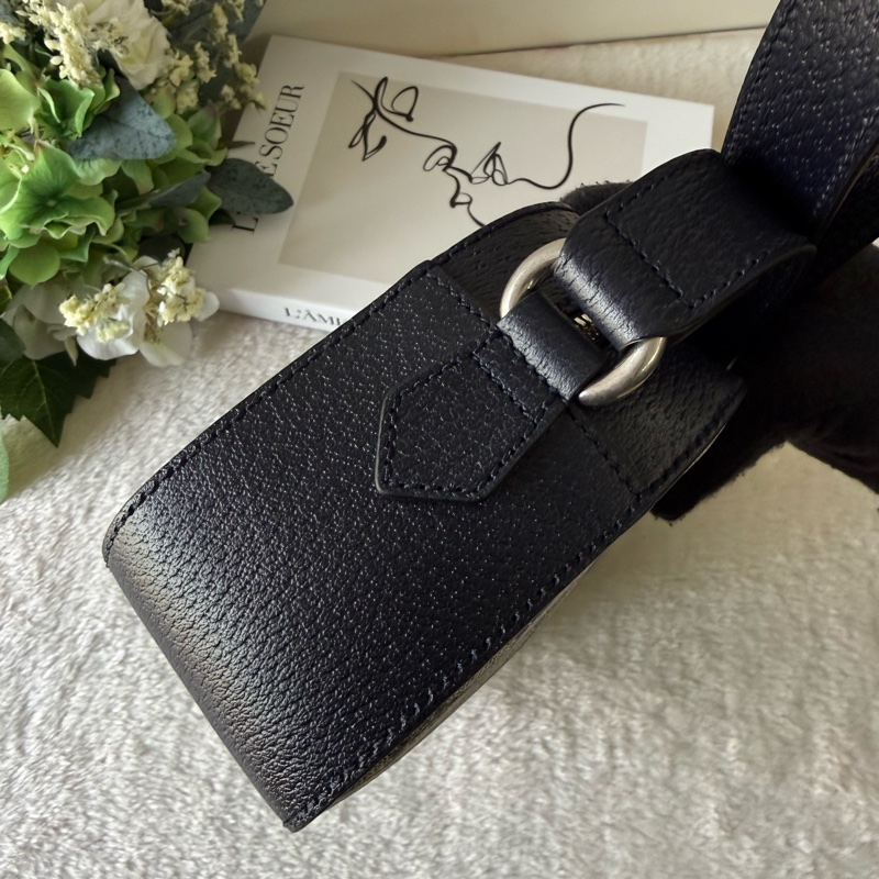 Ophidia GG Supreme 帆布藍紅織帶相機包(米色/黑藍色)-2