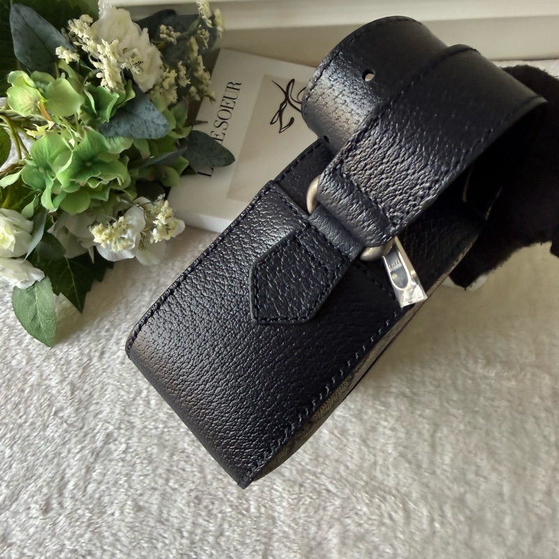 Ophidia GG Supreme 帆布藍紅織帶相機包(米色/黑藍色)-4