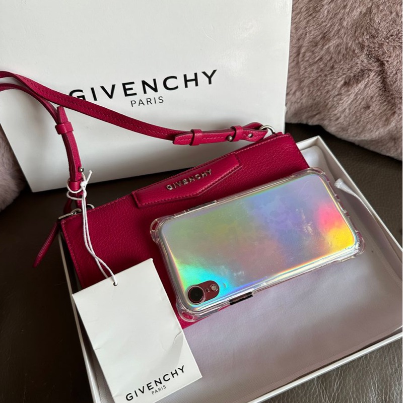 纪梵希 纪梵希包包 閑置 粉紅色 信封包 桃紅色 迷你 斜挎包 可拆 皮革肩帶  肩背  斜挎  givenchy Antigona crossbody bag pink-15