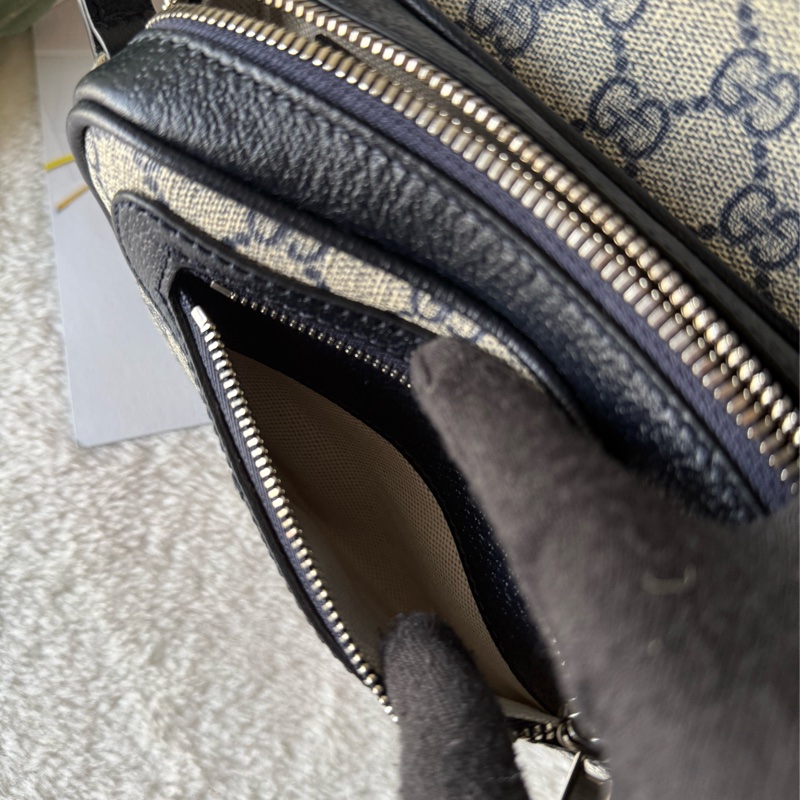 Ophidia GG 綠紅織帶迷你翻蓋斜背包(米色/烏木色)-7