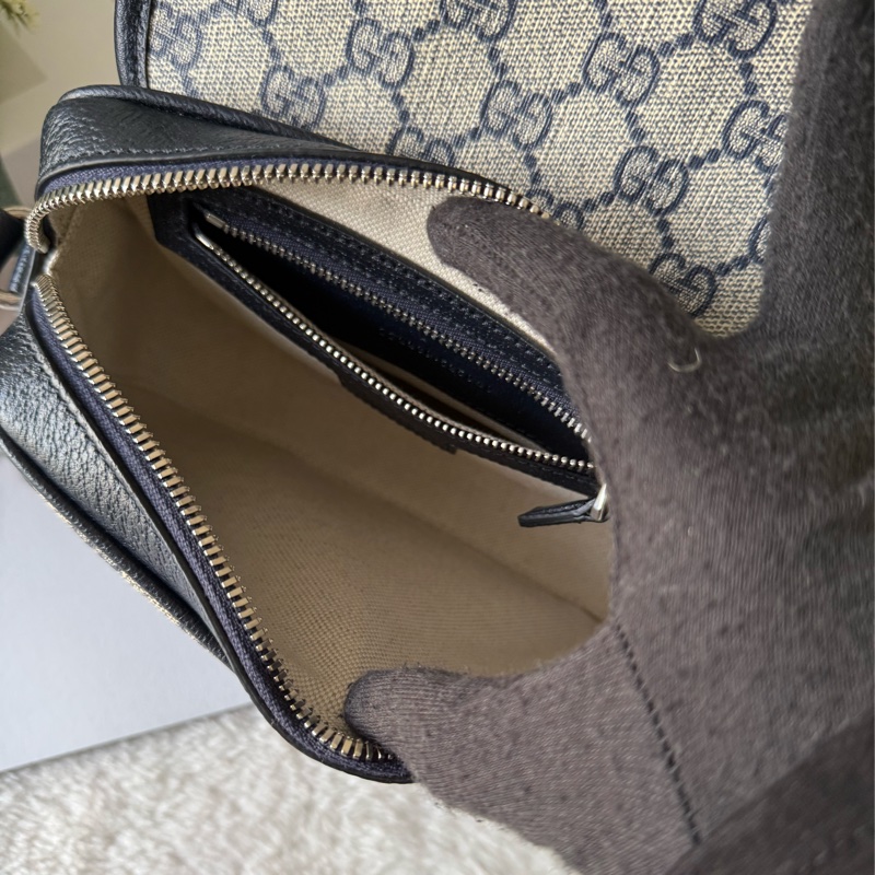 Ophidia GG 綠紅織帶迷你翻蓋斜背包(米色/烏木色)-8