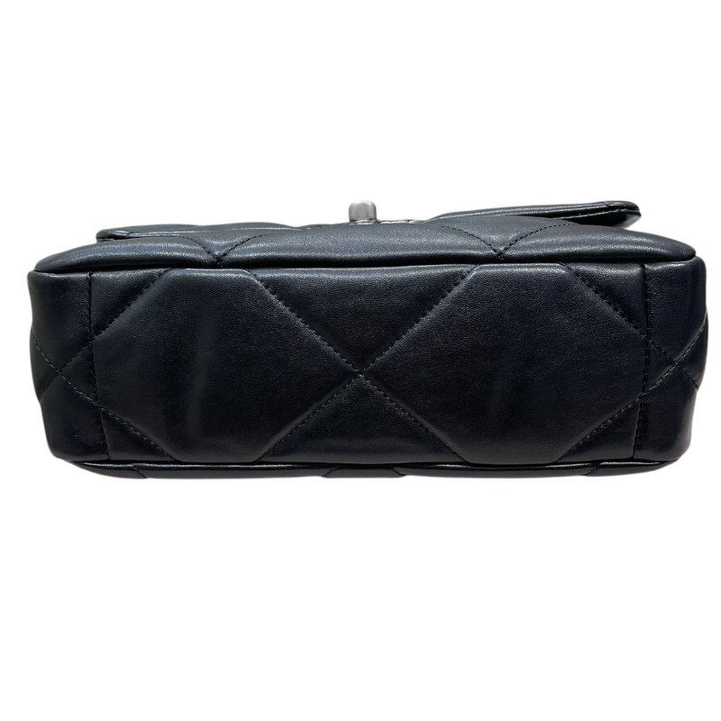 CHANEL 香奈兒 19 鍊條肩背包 油蠟皮 黑色 銀釦-5