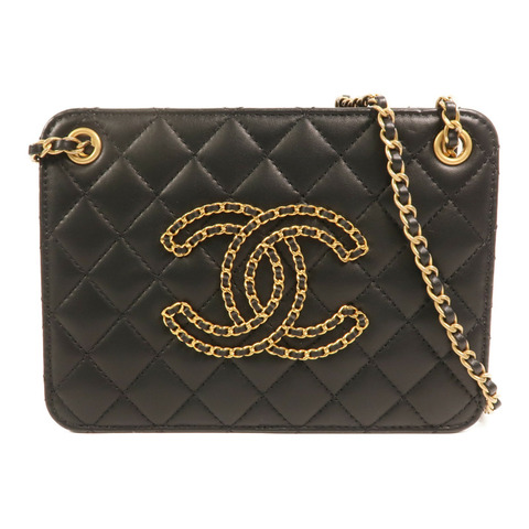 CHANEL 羊皮皮革CC Chain Accordion Bag金扣鏈帶肩背袋