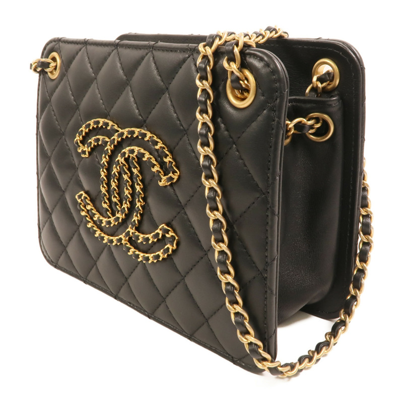 CHANEL 羊皮皮革CC Chain Accordion Bag金扣鏈帶肩背袋-2