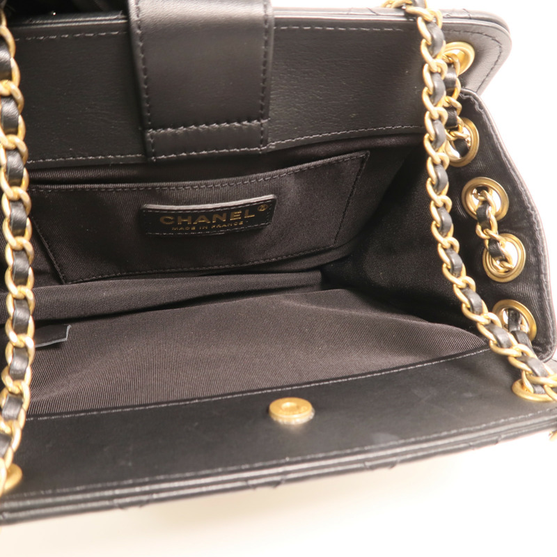 CHANEL 羊皮皮革CC Chain Accordion Bag金扣鏈帶肩背袋-4