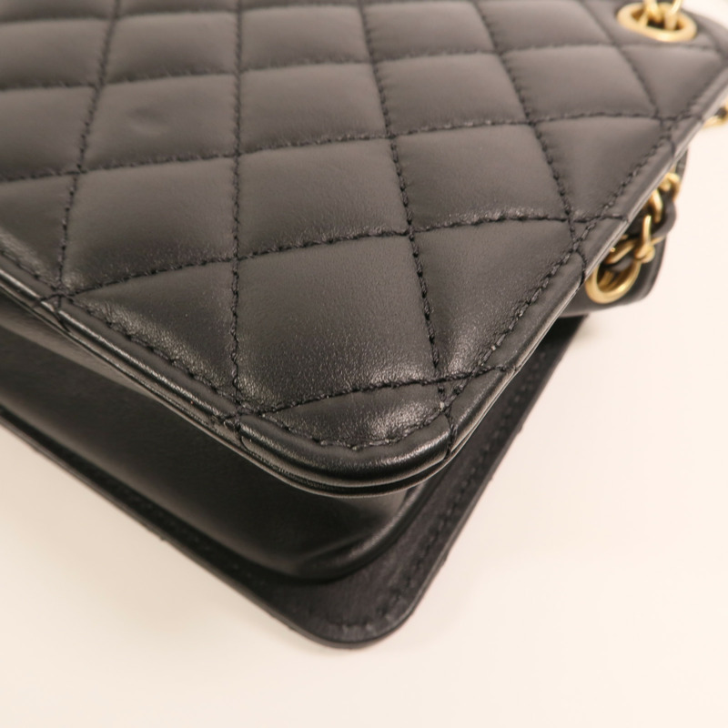 CHANEL 羊皮皮革CC Chain Accordion Bag金扣鏈帶肩背袋-14