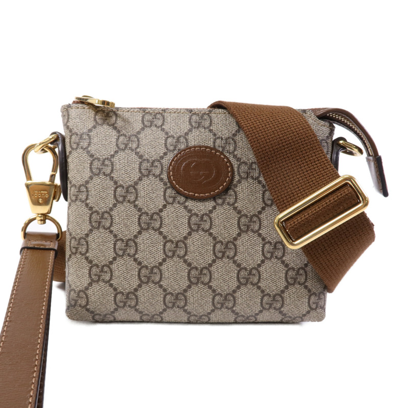 GUCCI 塗層帆布Interlocking G Messenger Bag金扣肩背袋-0