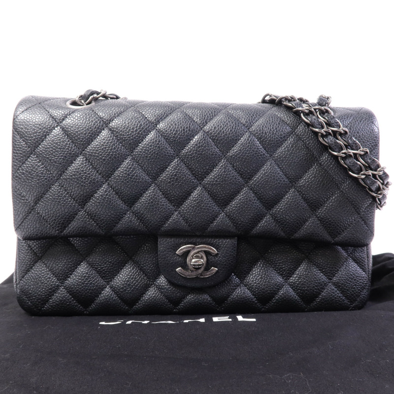 CHANEL 牛皮皮革Classic 25銀扣鏈帶肩背袋-9