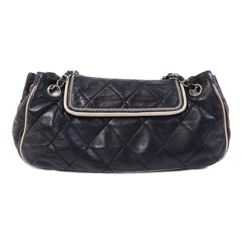 CHANEL 牛皮皮革Weat Accordion Flap銀扣鏈帶肩背袋-1