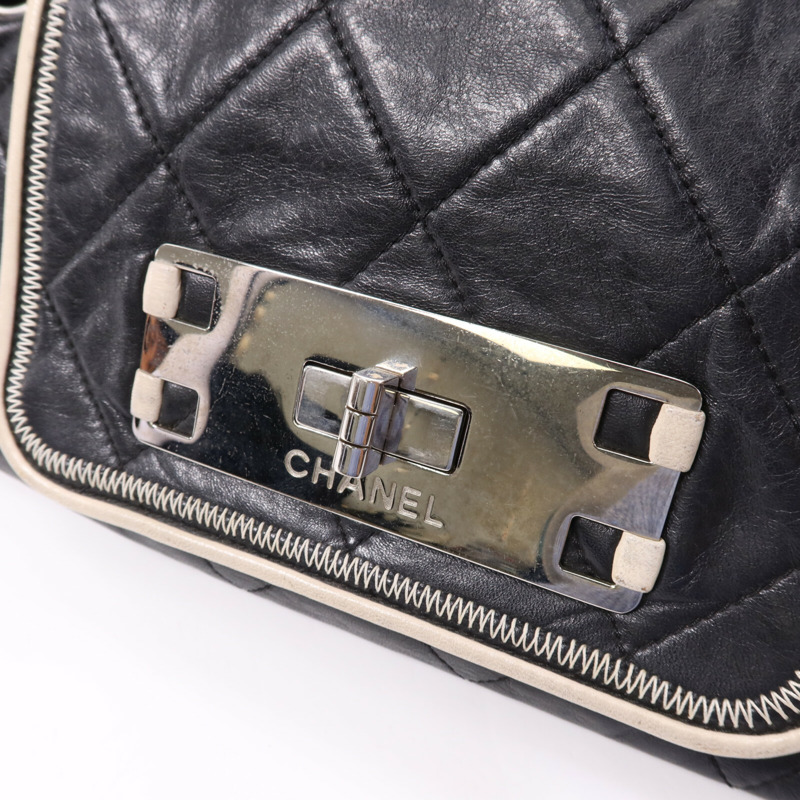 CHANEL 牛皮皮革Weat Accordion Flap銀扣鏈帶肩背袋-6