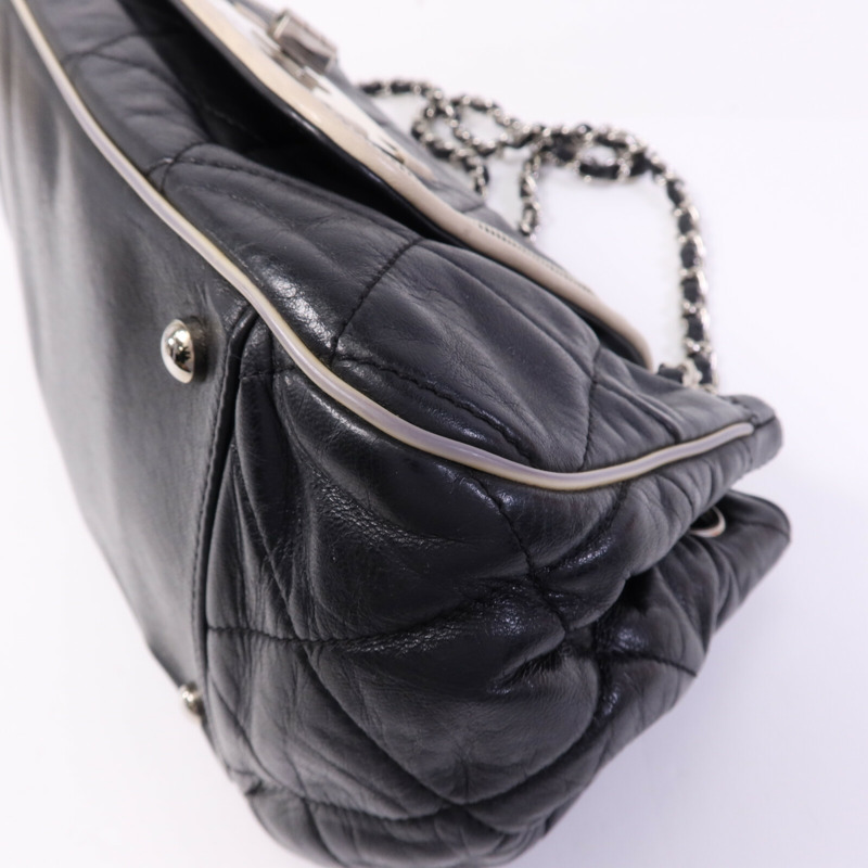 CHANEL 牛皮皮革Weat Accordion Flap銀扣鏈帶肩背袋-9