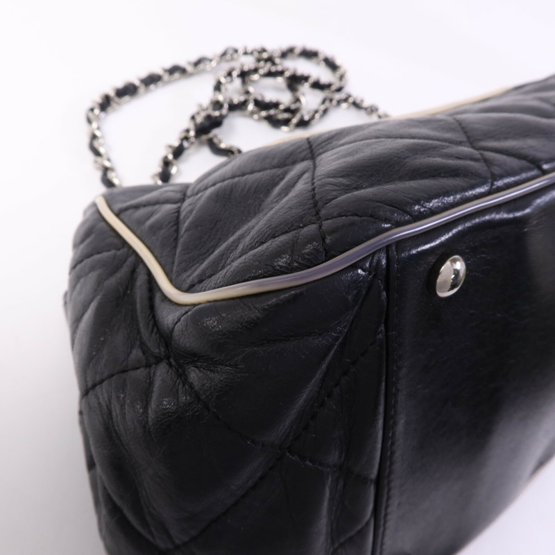 CHANEL 牛皮皮革Weat Accordion Flap銀扣鏈帶肩背袋-12