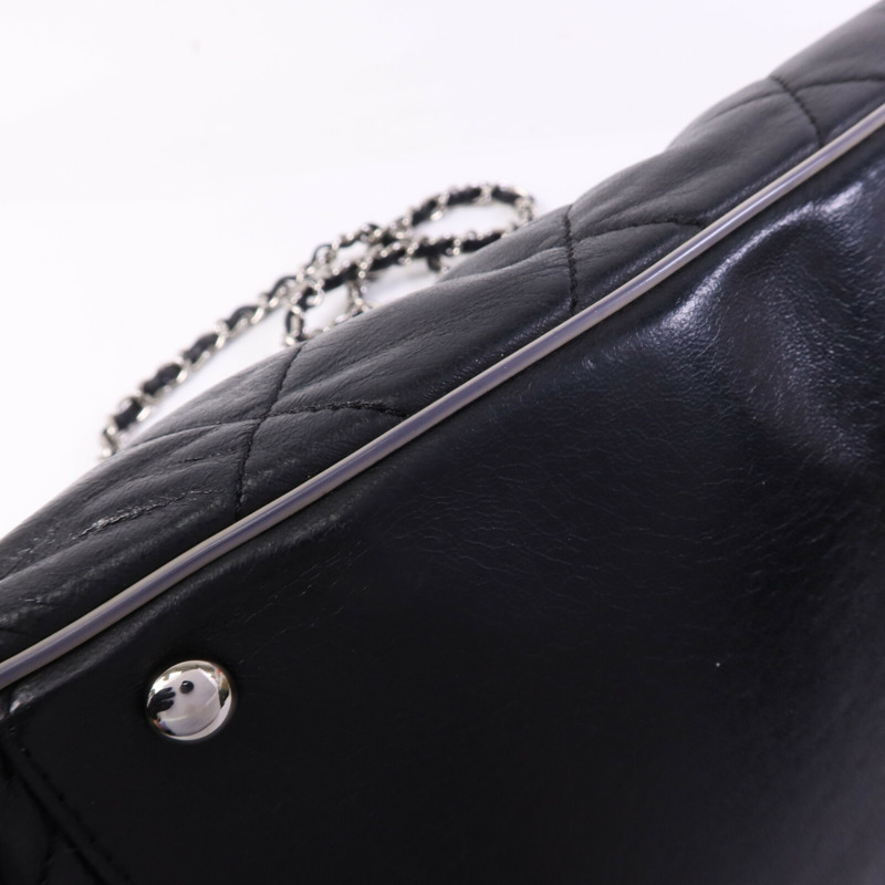 CHANEL 牛皮皮革Weat Accordion Flap銀扣鏈帶肩背袋-13
