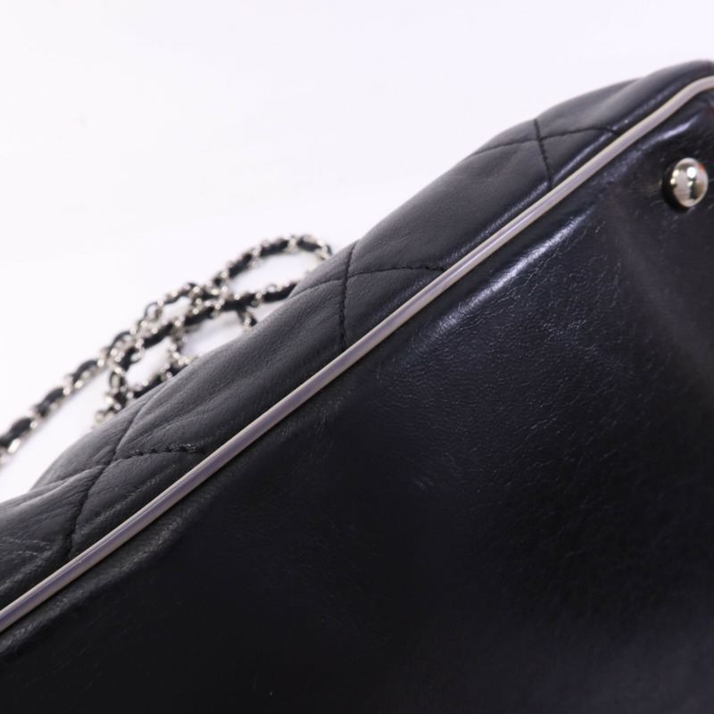 CHANEL 牛皮皮革Weat Accordion Flap銀扣鏈帶肩背袋-14