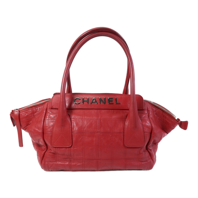 CHANEL 羊皮皮革Hand Bag銀扣肩背袋-0