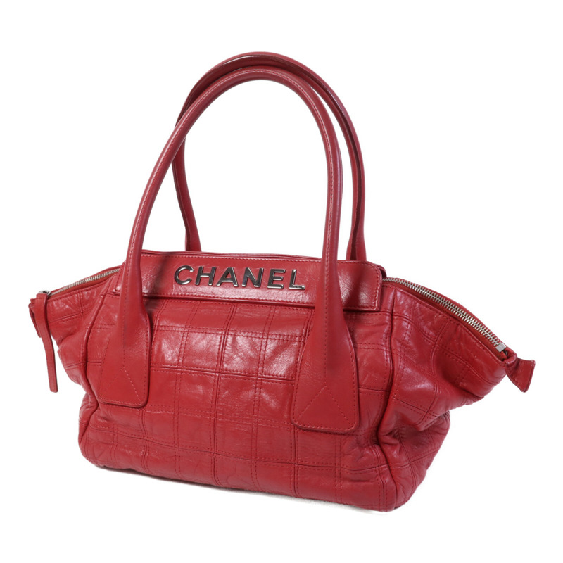 CHANEL 羊皮皮革Hand Bag銀扣肩背袋-2