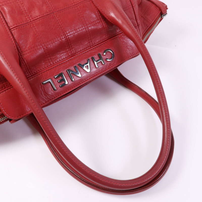 CHANEL 羊皮皮革Hand Bag銀扣肩背袋-8