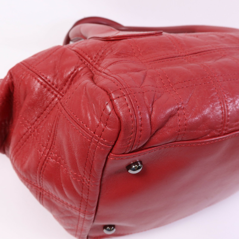 CHANEL 羊皮皮革Hand Bag銀扣肩背袋-10