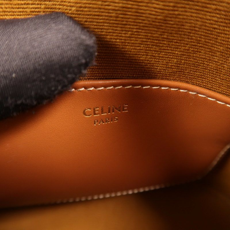 CELINE 塗層帆布Mini Honorine金扣手挽肩背兩用袋-5