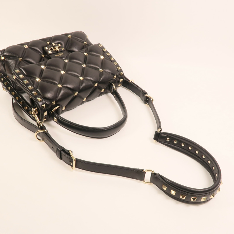 Valentino 羊皮皮革Candystud金扣手挽肩背兩用袋-7