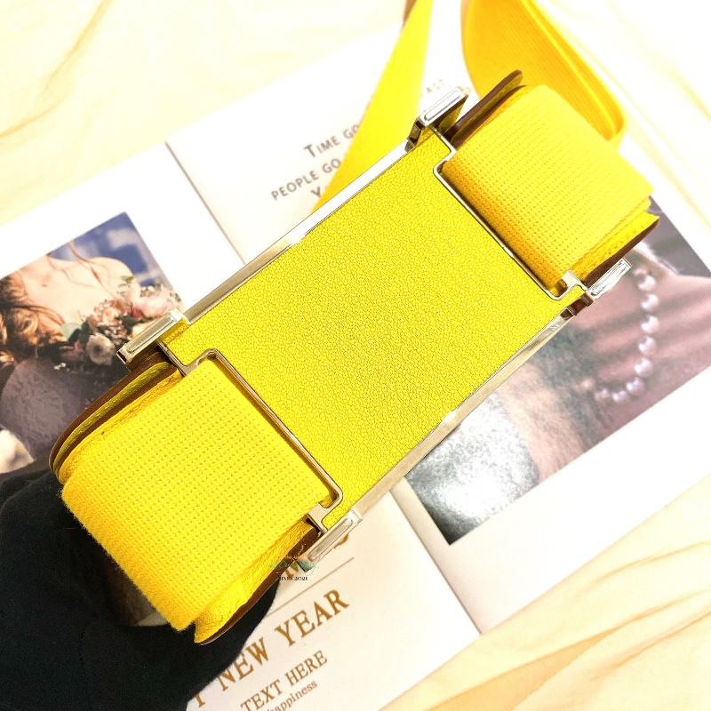 Hermes 愛馬仕 Geta 9N 糖果黃 x 銀釦 木屐包 側背包 斜背包-4