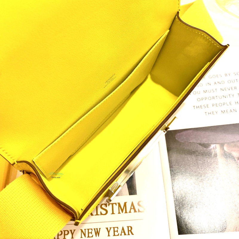 Hermes 愛馬仕 Geta 9N 糖果黃 x 銀釦 木屐包 側背包 斜背包-7