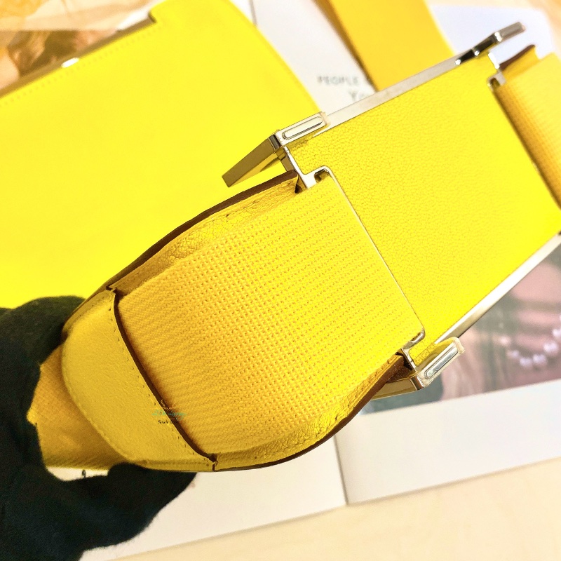Hermes 愛馬仕 Geta 9N 糖果黃 x 銀釦 木屐包 側背包 斜背包-9