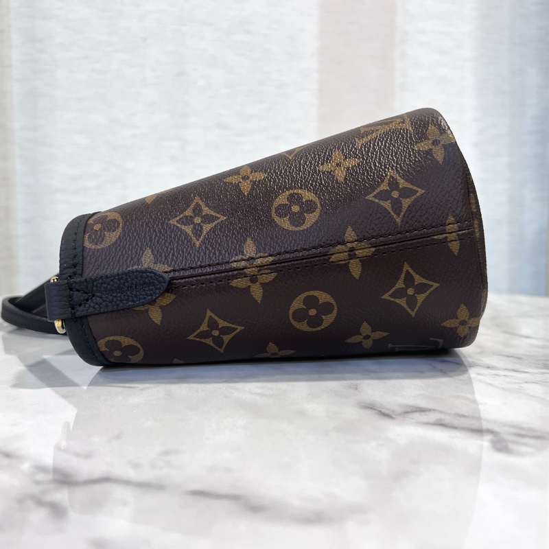 LV 原花拼黑牛皮雙面金釦Neverfull Inside Out BB-4