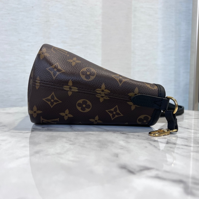 LV 原花拼黑牛皮雙面金釦Neverfull Inside Out BB-6