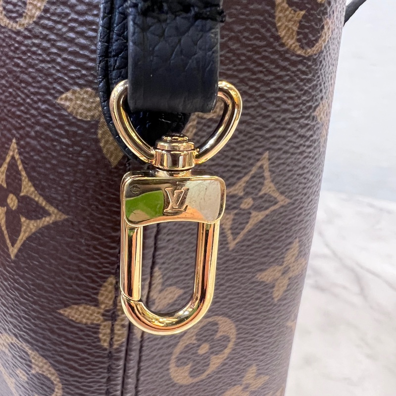 LV 原花拼黑牛皮雙面金釦Neverfull Inside Out BB-12