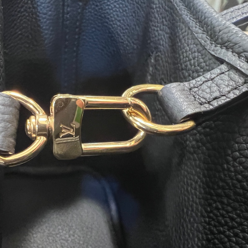 LV 原花拼黑牛皮雙面金釦Neverfull Inside Out BB-13