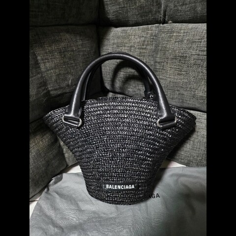 [全新]Balenciaga 巴黎世家 黑色草編包
