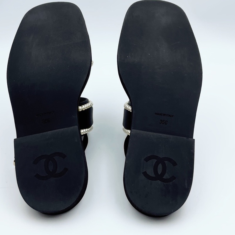 Chanel香奈兒 22P珍珠緞面涼鞋 女鞋 35碼 僅穿一次 無附件-4