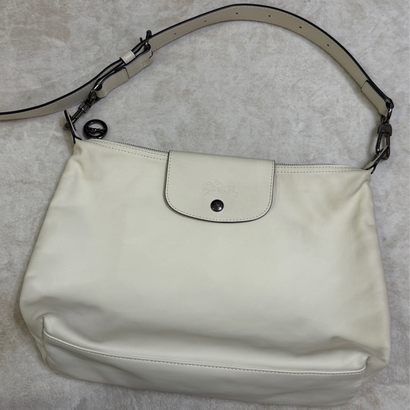 Longchamp LE PLIAGE XTRA系列牛皮肩揹袋(中/米白)-1