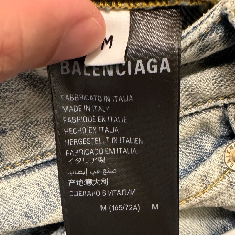 全新 M號 巴黎世家50-50做舊 左baggy右彎刀雙拼牛仔褲 oversized 版型-10