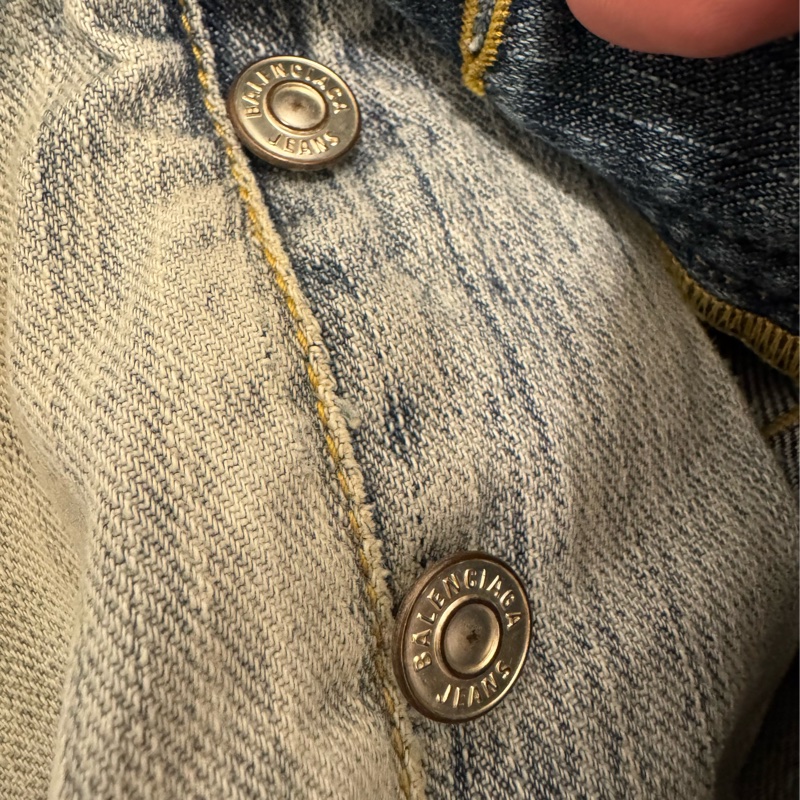 全新 M號 巴黎世家50-50做舊 左baggy右彎刀雙拼牛仔褲 oversized 版型-12