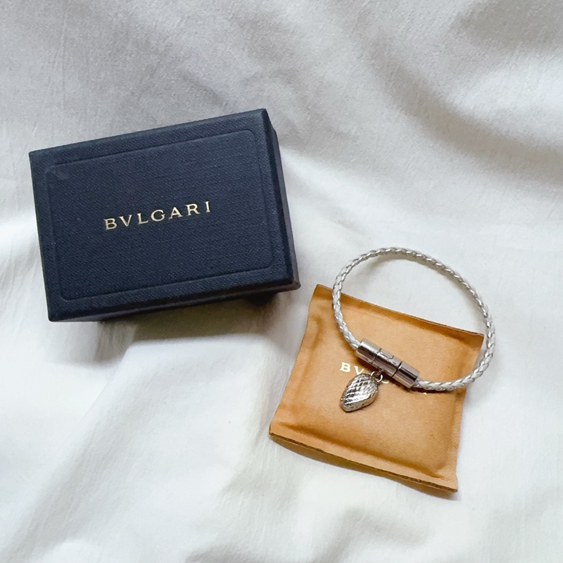 二手正品Bvlgari寶格麗限定版銀色編織手環 蛇頭手環 寶格麗手環 寶格麗手鏈-1