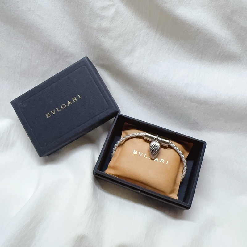 二手正品Bvlgari寶格麗限定版銀色編織手環 蛇頭手環 寶格麗手環 寶格麗手鏈-2