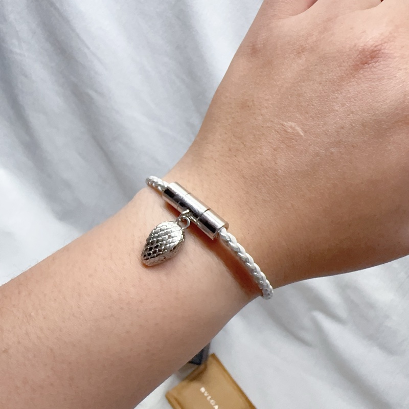 二手正品Bvlgari寶格麗限定版銀色編織手環 蛇頭手環 寶格麗手環 寶格麗手鏈-4