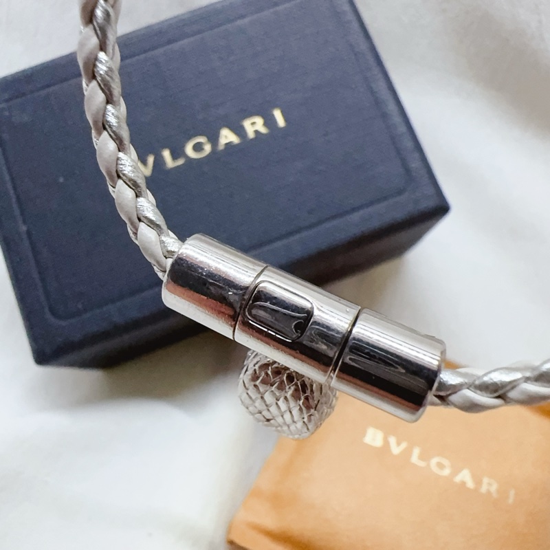 二手正品Bvlgari寶格麗限定版銀色編織手環 蛇頭手環 寶格麗手環 寶格麗手鏈-11