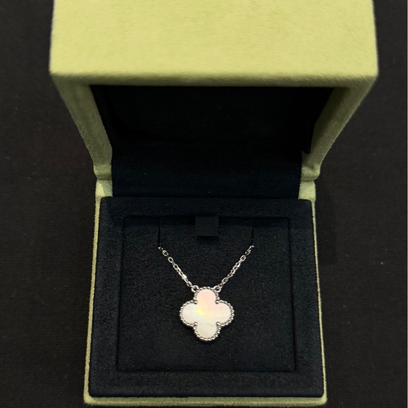 Van Cleef & Arpels VCA Vintage Alhambra 白金白母貝項鏈-4