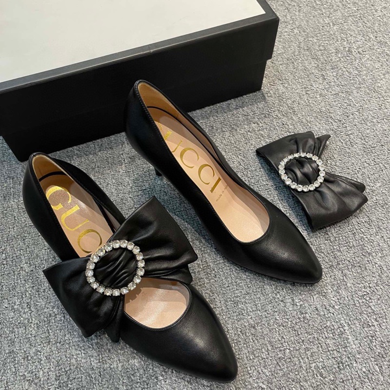 僅試穿 99.9新 Gucci古馳蝴蝶結高跟鞋 蝴蝶結可拆卸 36.5-2