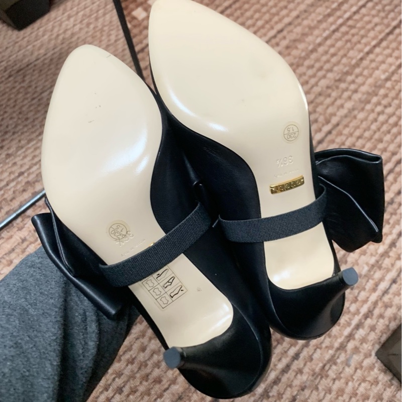 僅試穿 99.9新 Gucci古馳蝴蝶結高跟鞋 蝴蝶結可拆卸 36.5-5