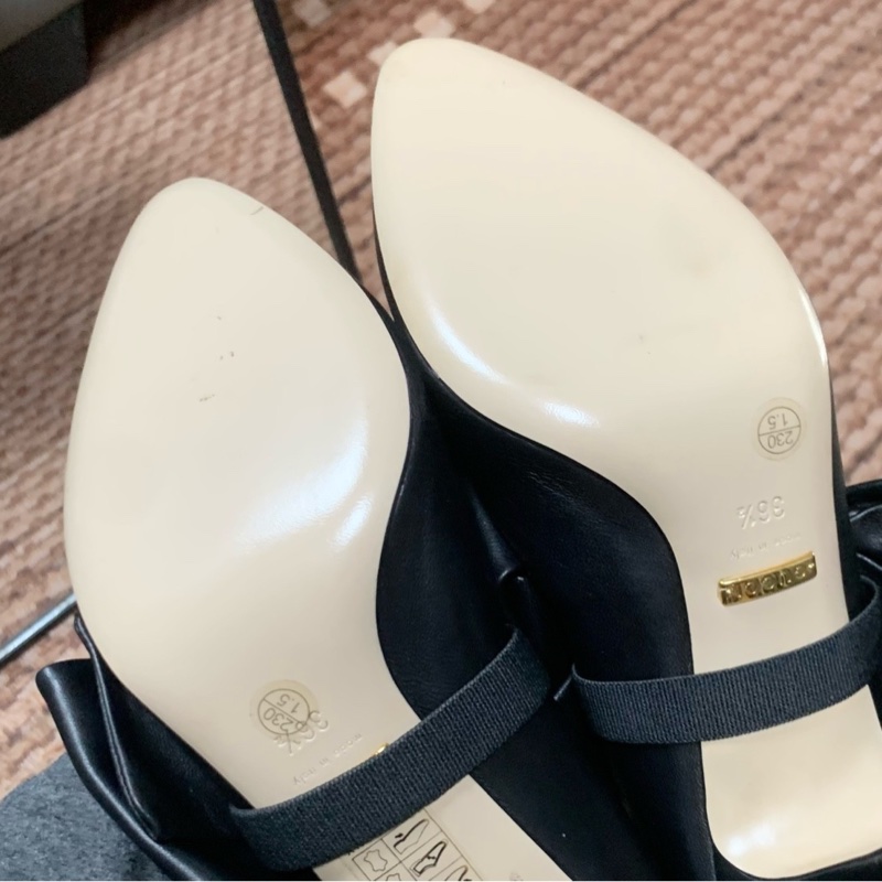 僅試穿 99.9新 Gucci古馳蝴蝶結高跟鞋 蝴蝶結可拆卸 36.5-6
