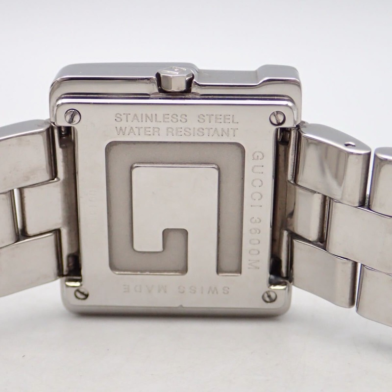 真品Gucci 古馳 G-Class 3600M （大款）石英黑色錶盤方形 G 字錶盤中性腕錶-3