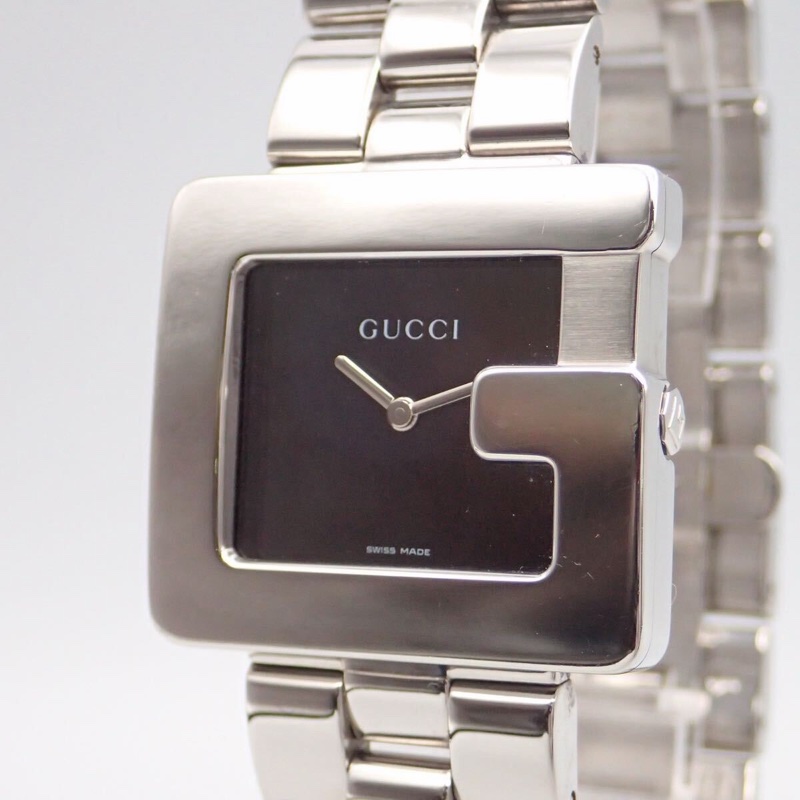 真品Gucci 古馳 G-Class 3600M （大款）石英黑色錶盤方形 G 字錶盤中性腕錶-6