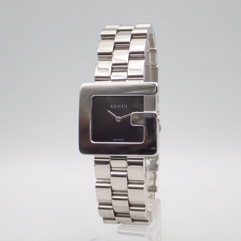 真品Gucci 古馳 G-Class 3600M （大款）石英黑色錶盤方形 G 字錶盤中性腕錶-11